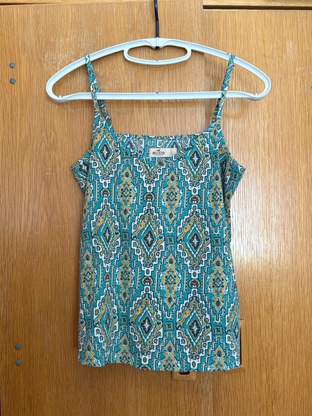 Hollister Teal Geo-Print Spaghetti Strap Tank Top